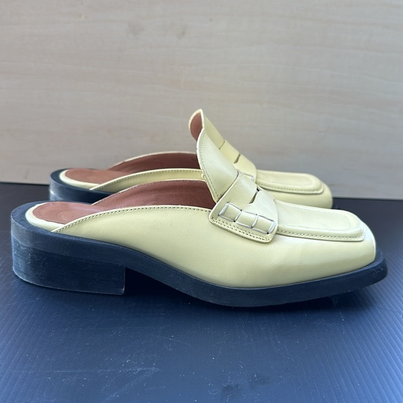 Ganni Square Toe Mules Size 38 Yellow - Picture 2 of 4